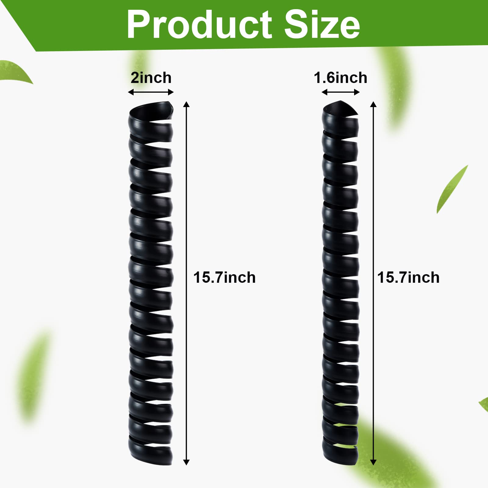 Ecmln 4 PCS Tree Trunk Protector,2 Size Plastic Spiral Tree Guard,Tree Wrap Tree Bark Protector Tube for Saplings Plants Seedlings Deer Rabbit Cats Rodents (Black)