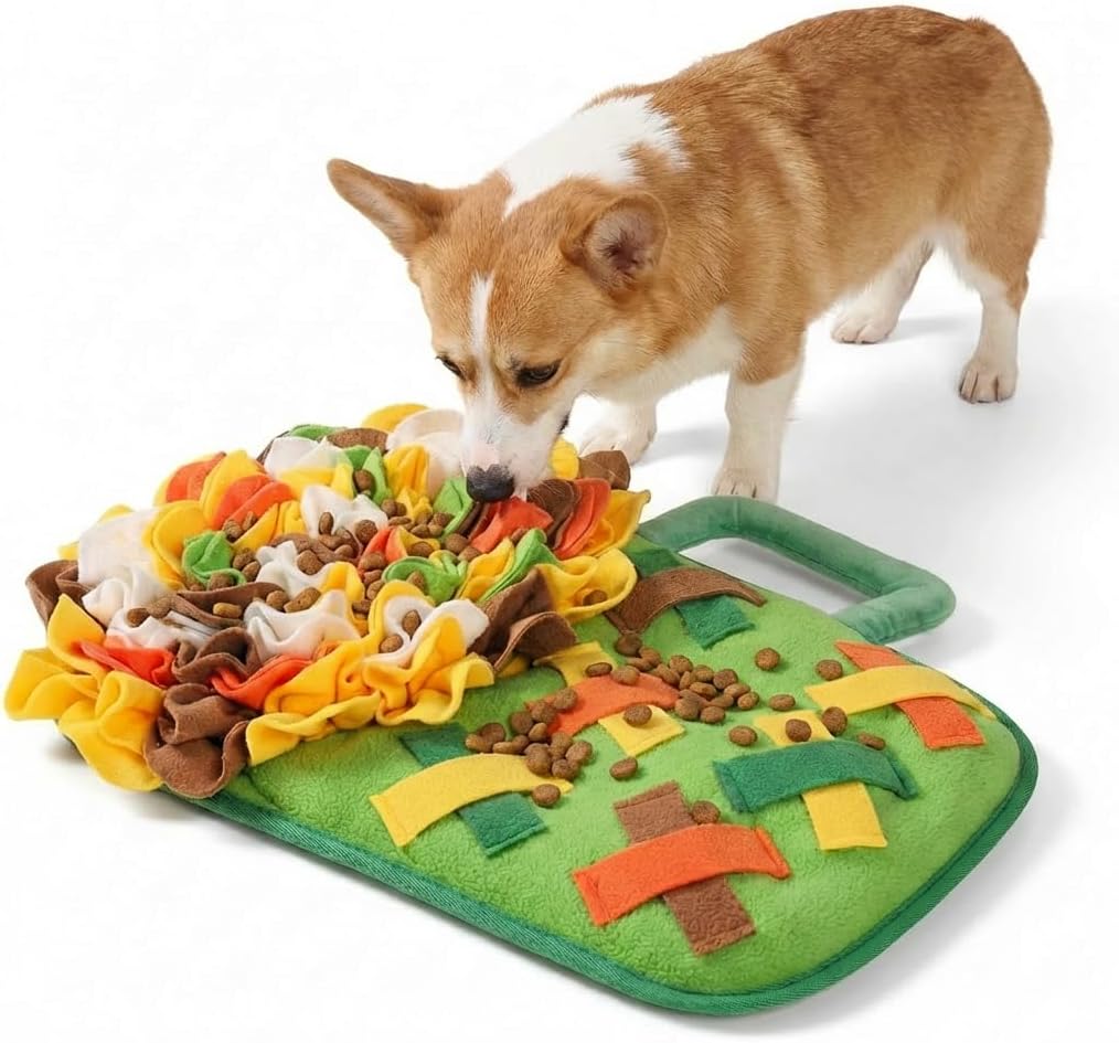 Snuffle Mat for Dogs & Puppies, Interactive Dog Puzzle Toys for Boredom & Anxiety Relief, Washable Slow Feeder Dog Bowl Mat, Non-Slip Foraging Enrichment Training Pad for All Breeds, 20.47“x18.11