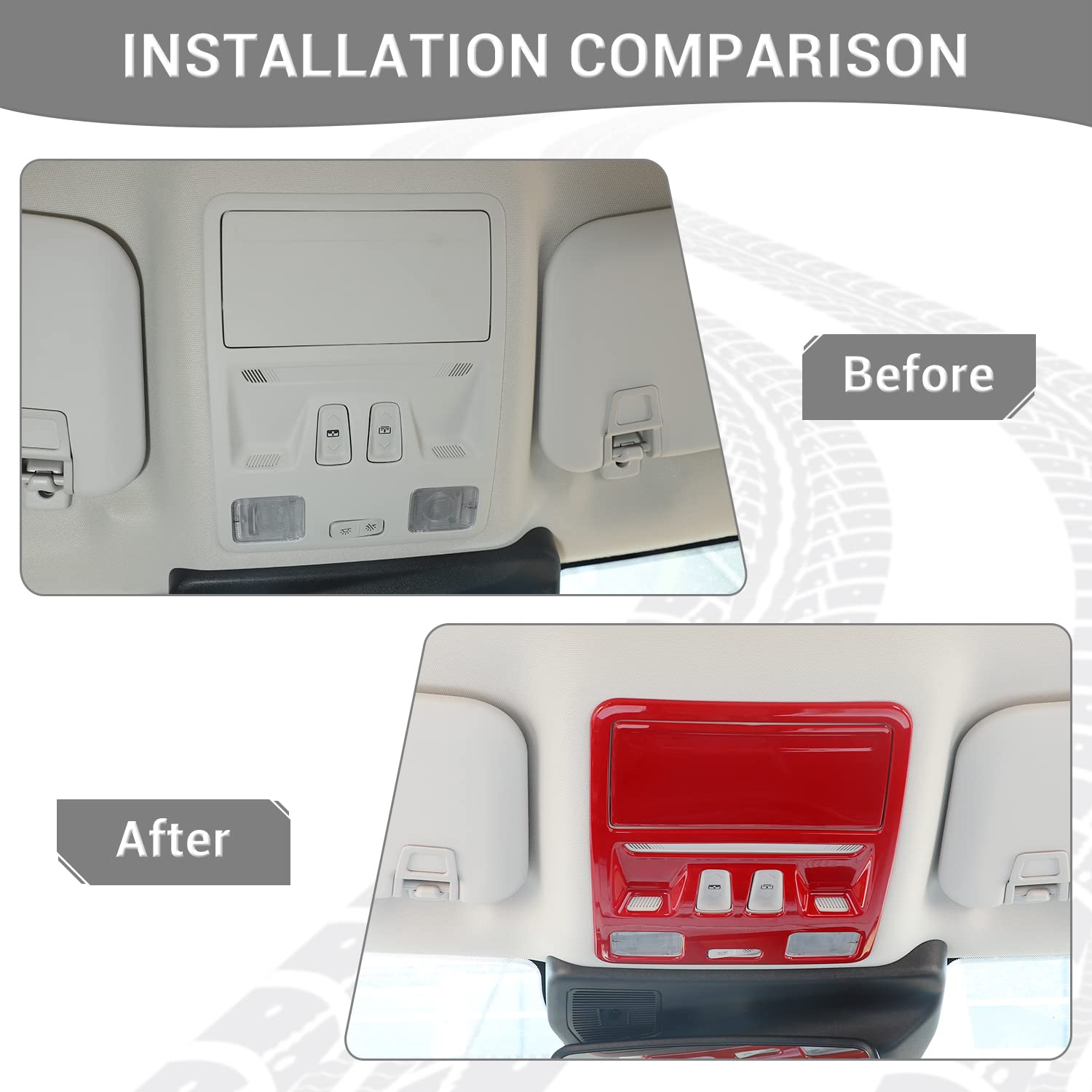 PDKLIN for Bronco Sport Overhead Console Panel Trim Cover Red Compatible with Ford Bronco Sport 2021 2022 2023 Red Interior Accessories 2pcs