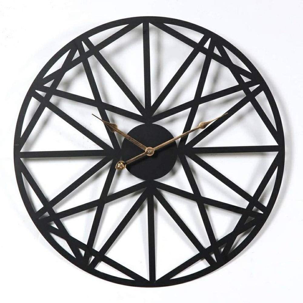 Horloge murale mode en fer noir de style continental chic diamètre 40cm
