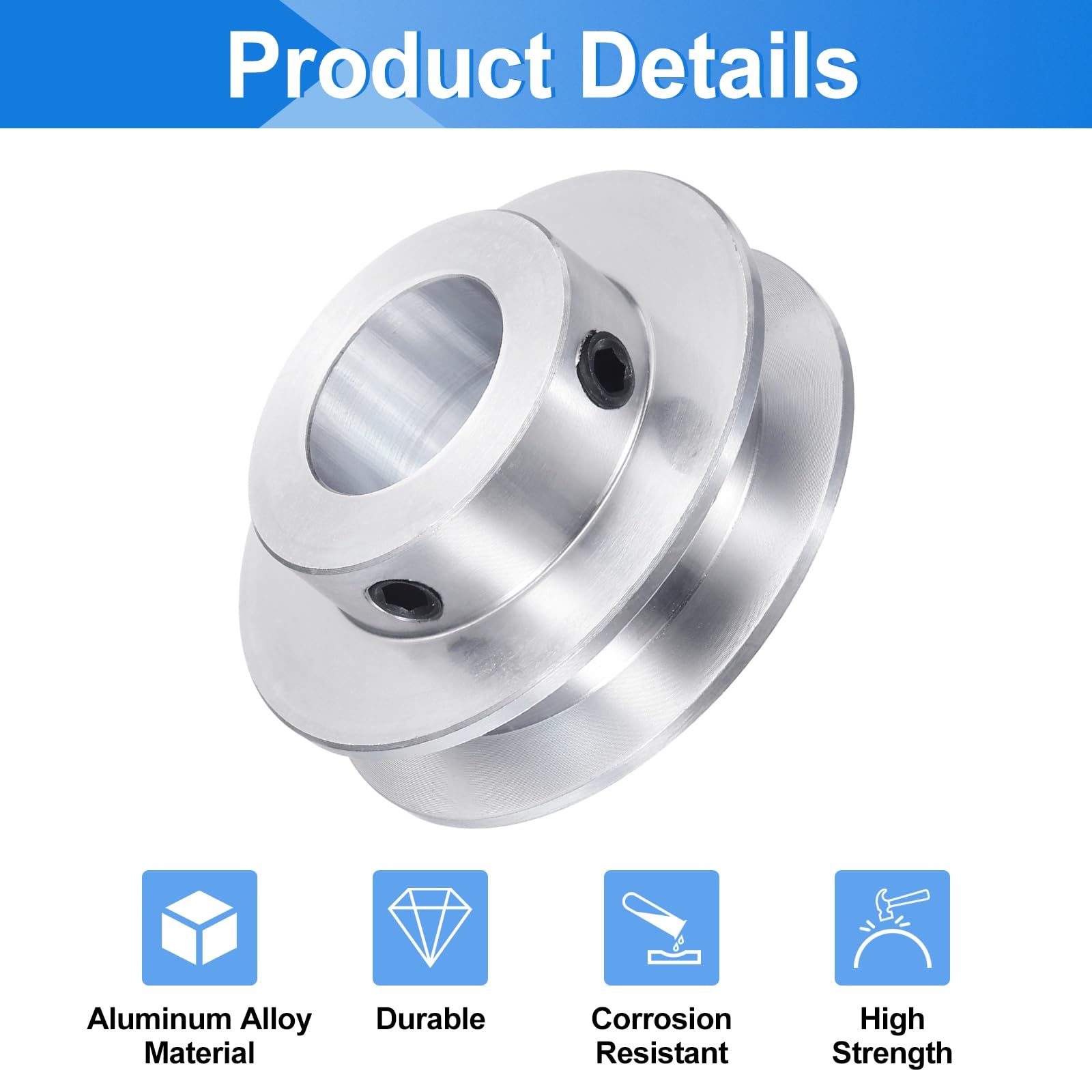 uxcell 2Pcs Single Groove Pulley, 15mm Fixed Bore 40mm Outer Diameter Aluminum Alloy Mechanical Belt Pulley with Hex Wrench for 6mm PU Round Belt — Amazon image 4