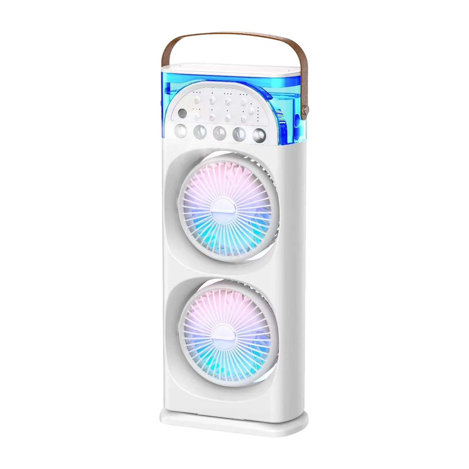 Tfaoys Direct Plug In Portable Desktop Fan Coolers With Double Motors 3 Speed Fan 600Ml Mists Humidifier 7 Color Light 1 3 Hour Timers Type C Usb For Desk Car Use Portable Misting