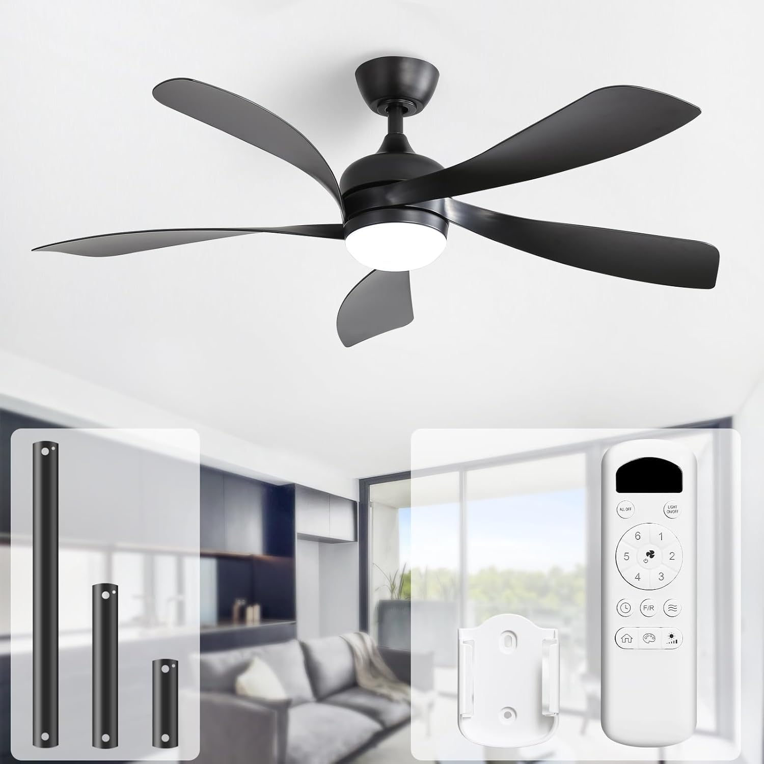 Ventilateurs De Plafond Avec Lampes Et Telecommande Led Salon Dimmable