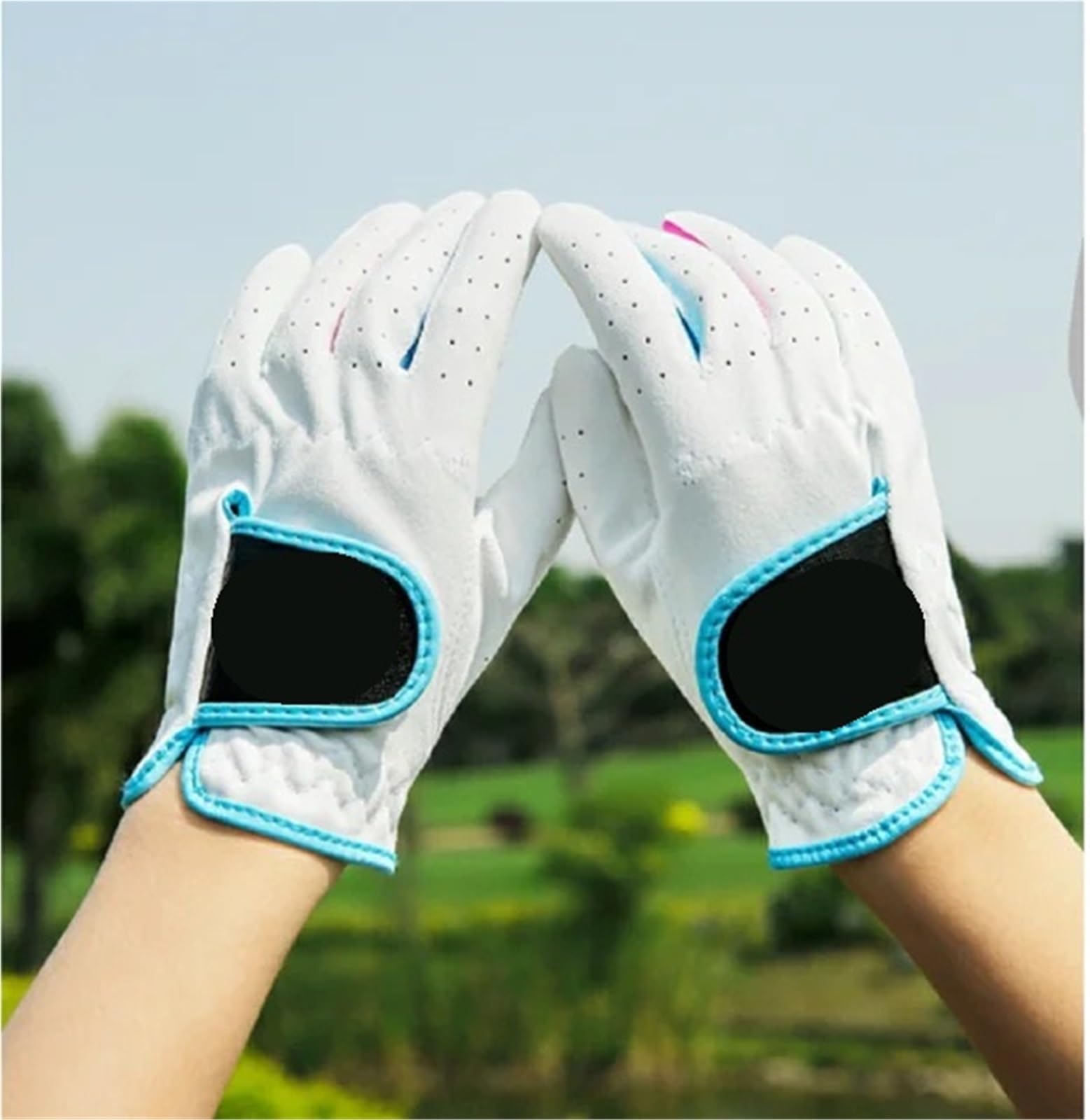 2 paia di guanti da golf in tessuto assorbente del sudore, antiscivolo, morbidi, traspiranti, for ragazzi e ragazze, sportivi per Adulta