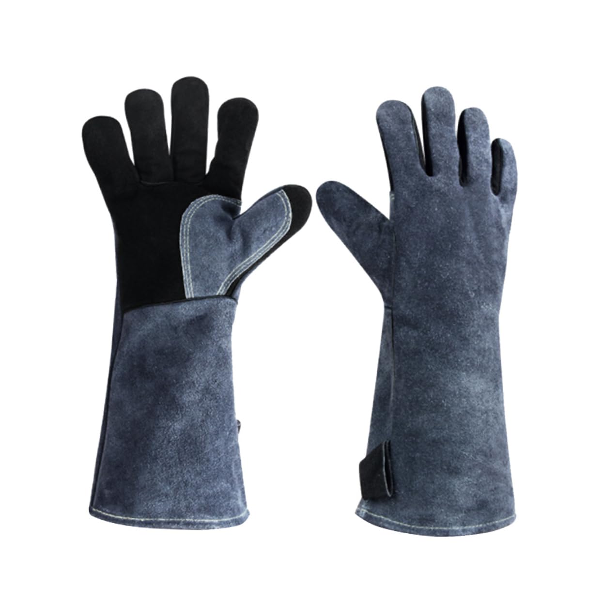 YARNOW Guanti Da Barbecue Resistenti Al Calore in Pelle Ignifughi Guanti Da Cucina Per Uso Esterno Grigio Nero
