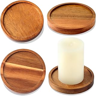 26 Wooden Candle Holder Decor Ideas for Rustic and Earthy Spaces 55 Wood Candle Holder Farmhouse Decor - HALE OTEIR Wooden Pillar Candles Tr...
