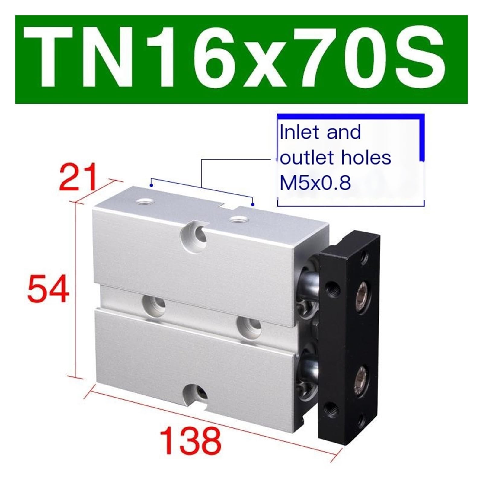 TN16 Doppelstangen-Pneumatikzylinder Doppelwirkende geführte Zylinder TN16X20S TN16X30S TN16X50S TN16X80S(TN16X70S)