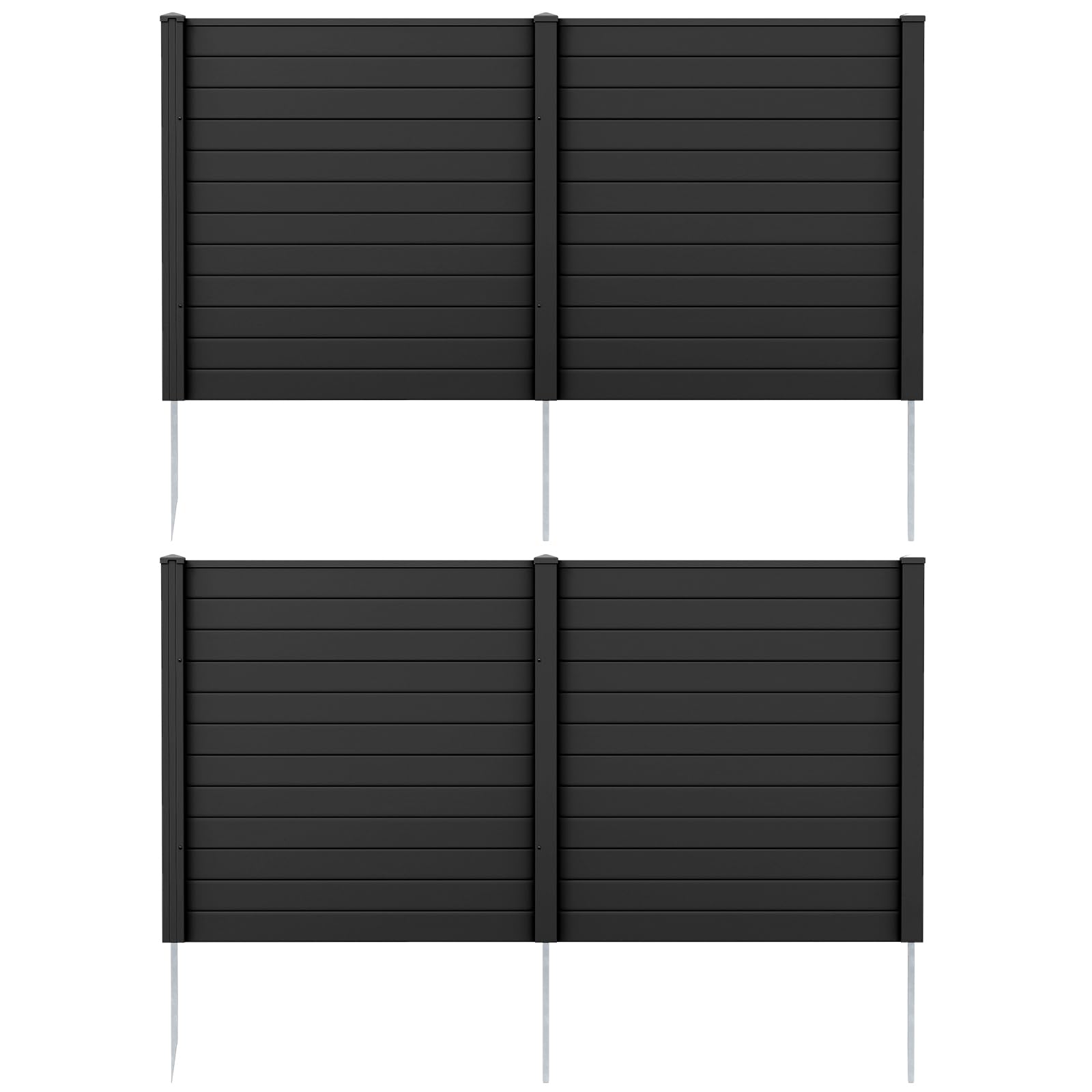 COSTWAY Privacy Fence 4 Panels, 48”L x 48”W Trash Can Hider Outdoor with Stakes, Pool Pump Enclosure, Air Conditioner Fence for Garden Patio Lawn AC Unit, Black