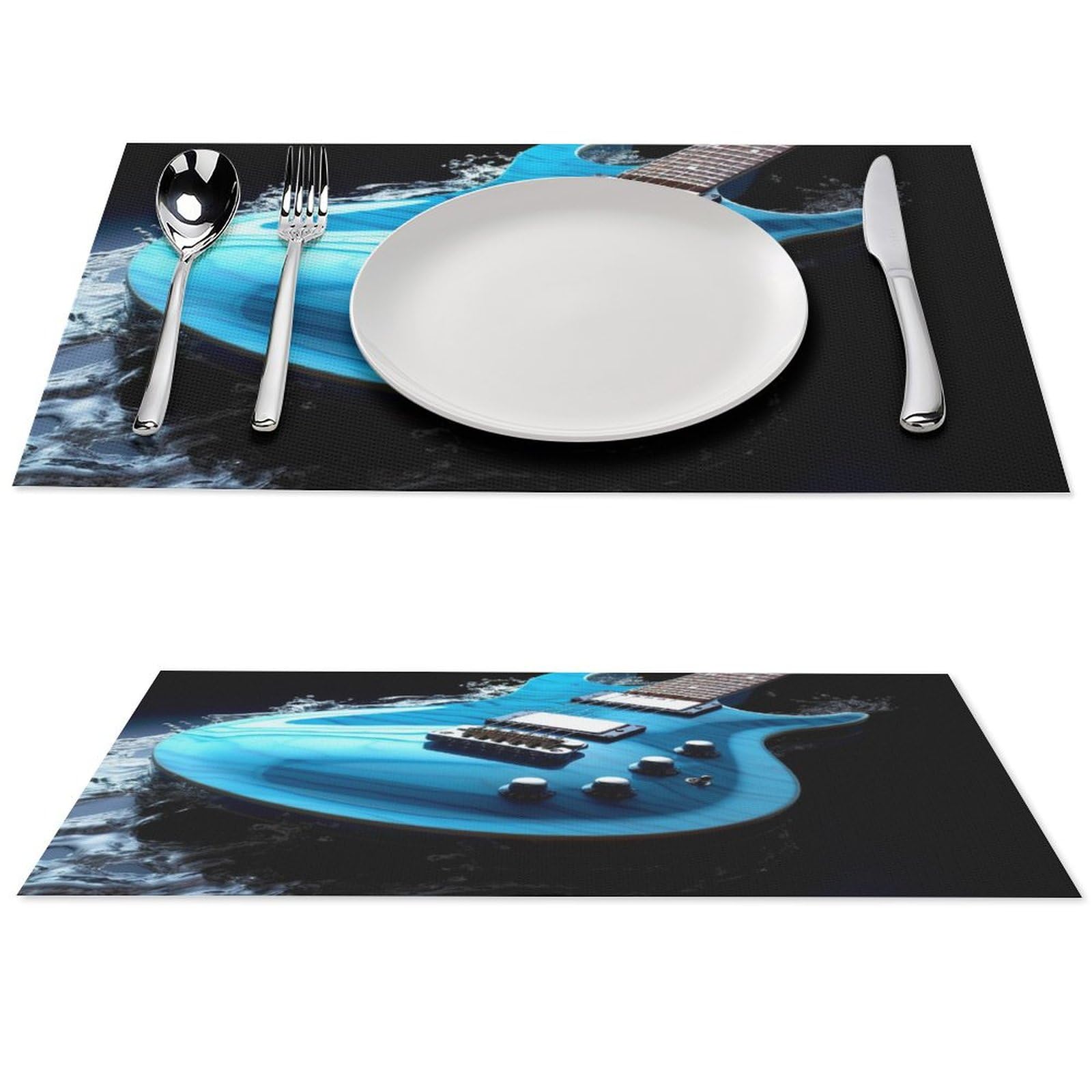 Sets de table extérieurs et intérieurs bleus pour repas de jardin