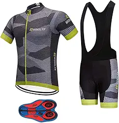 Conjunto de camisa masculina de ciclismo de secagem rápida + shorts com almofada de gel 9D MTB kit de roupas de equitação