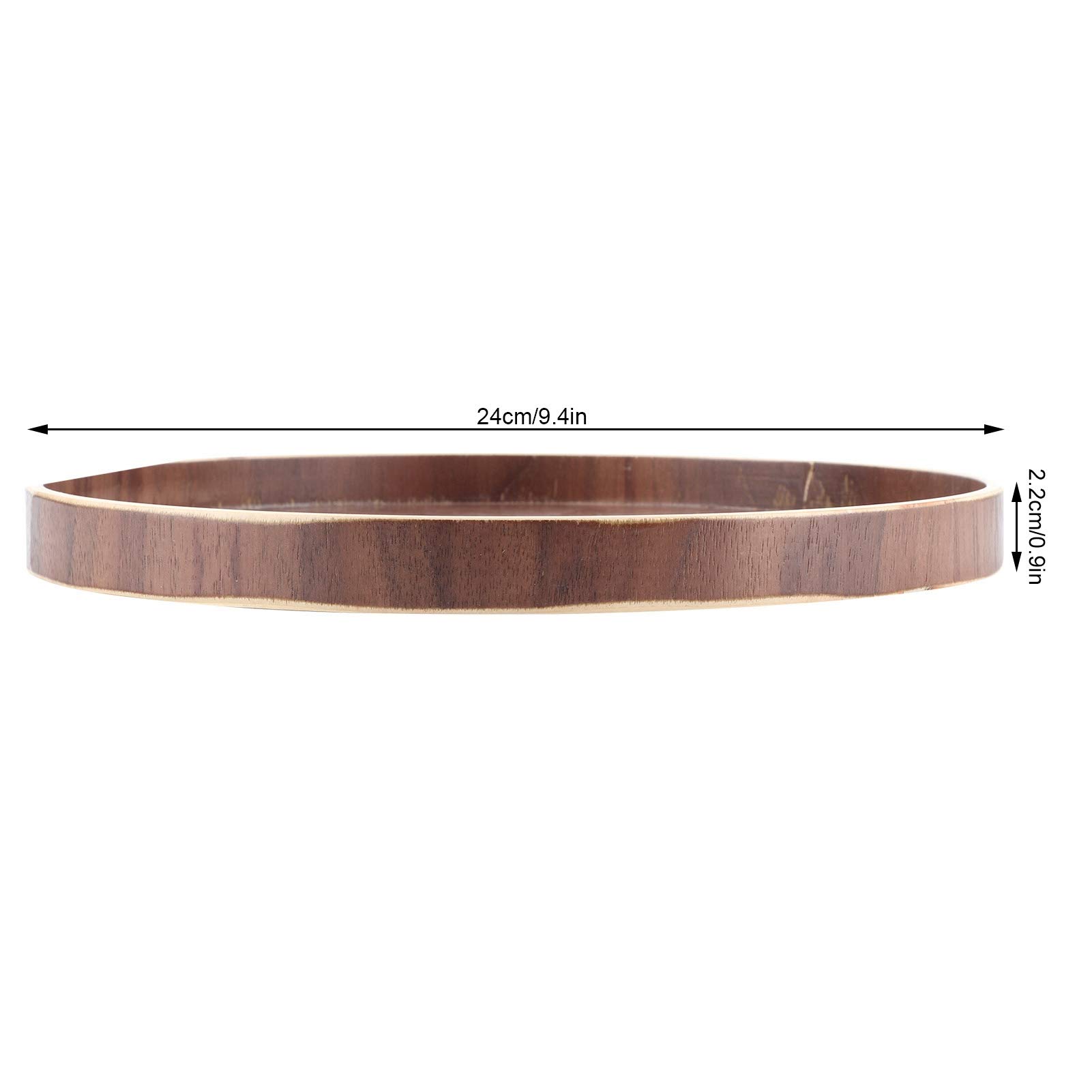 Plateau de service rond en bois de style japonais – 24 cm couleur noyer – Respectueux de l'environnement et sûr pour servir, divertir et décorer la maison