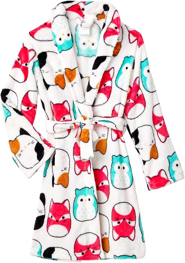 Squishmallows Girls Bathrobe Very Soft Flannel Plush Kids Sleep Robe Pajamas Sleepwear