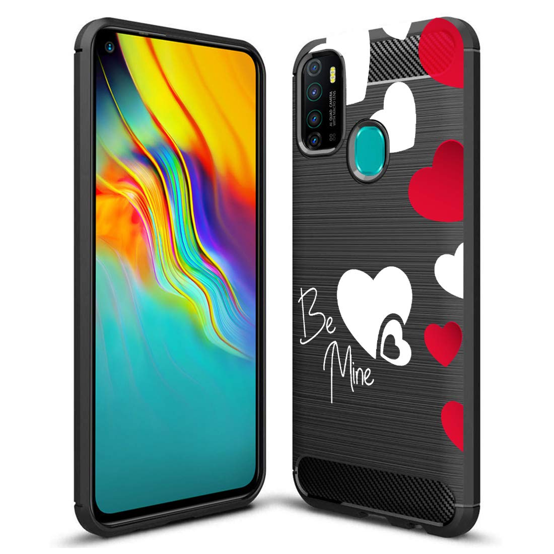 Nainz BE-Mine 360 Protection Designed Printed Soft Rugged Armor Back Case Cover for Infinix Hot 9 -Black[Rubber]