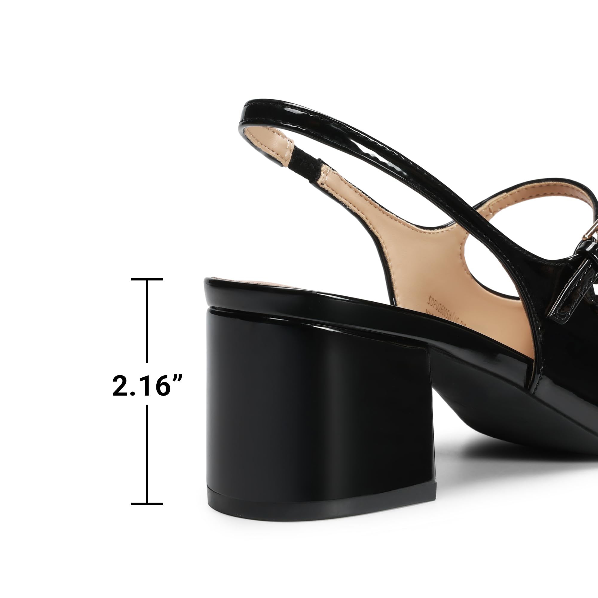 DREAM PAIRS Damen Mary Jane Niedrige Chunky Heels Slingback Geschlossene Quadratische Zehen Abendkleid Schuhe Hochzeitsfeier Büro Pumps Schuhe