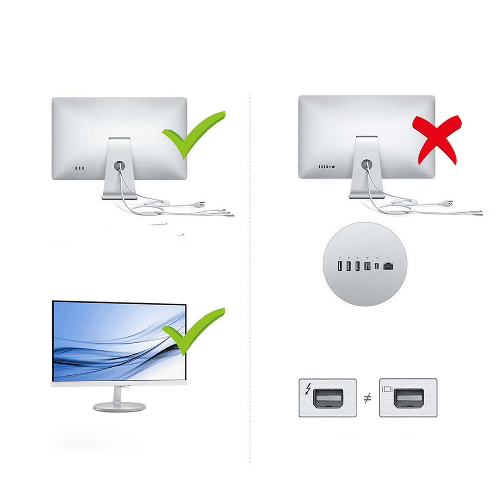 Annadue Adaptateur HDMI vers Mini DisplayPort, 1080P @ 60 Hz, Cordon HDMI Unidirectionnel en Alliage D'aluminium vers Mini DisplayPort Femelle avec Câble USB pour PC Portable P3/P