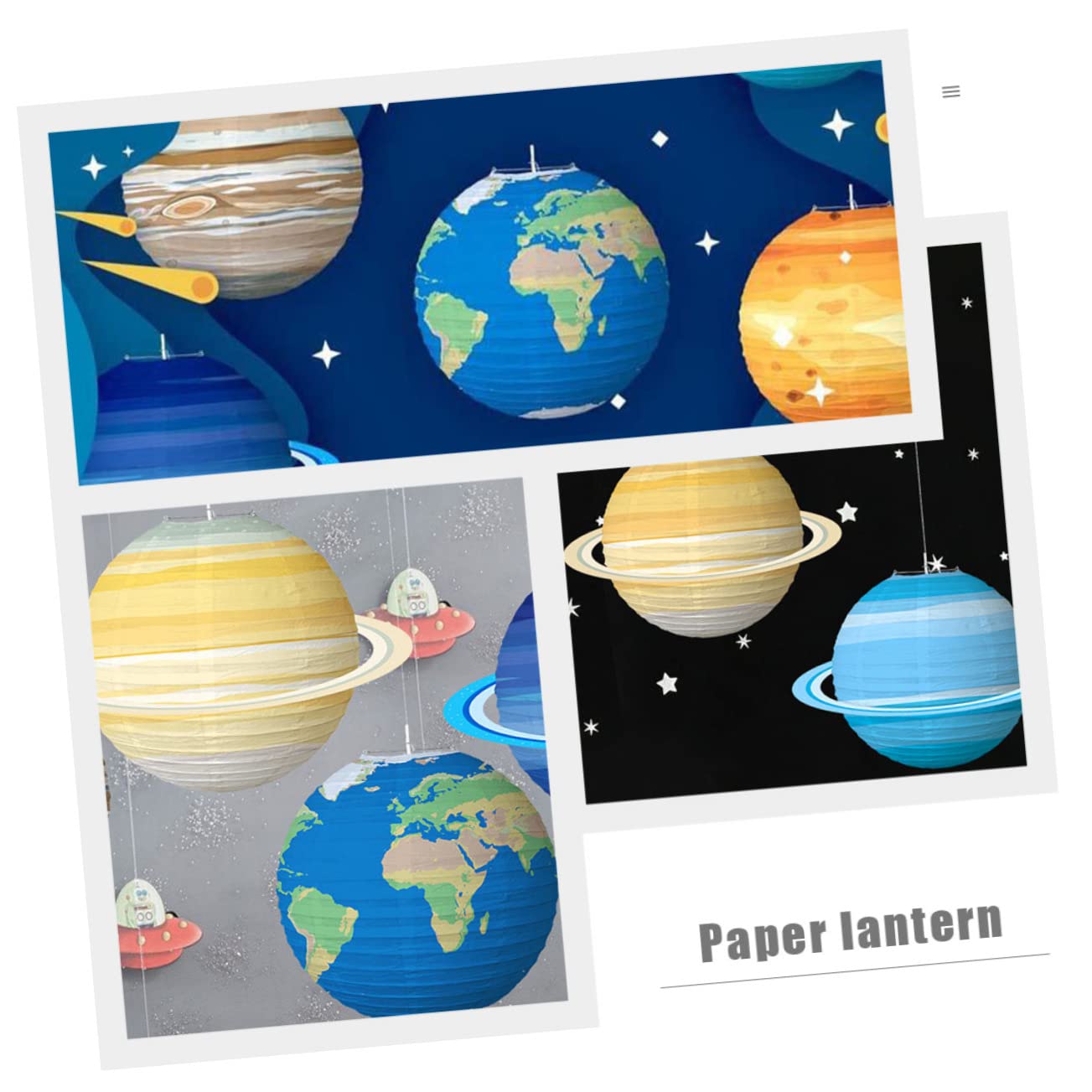Amosfun 2 Sätze Partyzubehör Zum Thema Weltraum Room Decoration Dekoration Kinderzimmer Laternenpapier Erde Zinn Gastgeschenke Zum Thema Weltraum Hängende Weltraumlaternen 8 Stück * 2