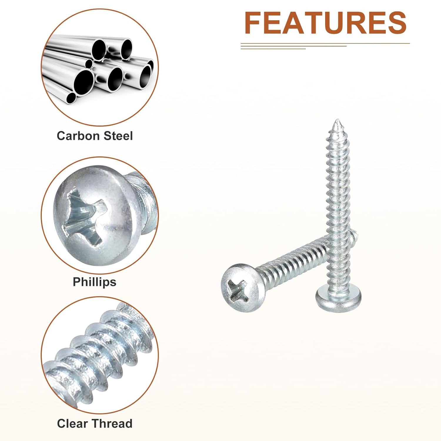 DTGN #14x2 Phillips Pan Head Self-Tapping Screw - 100Pack - Zinc Plated Carbon Steel Sheet Metal Screws Wood Screws
