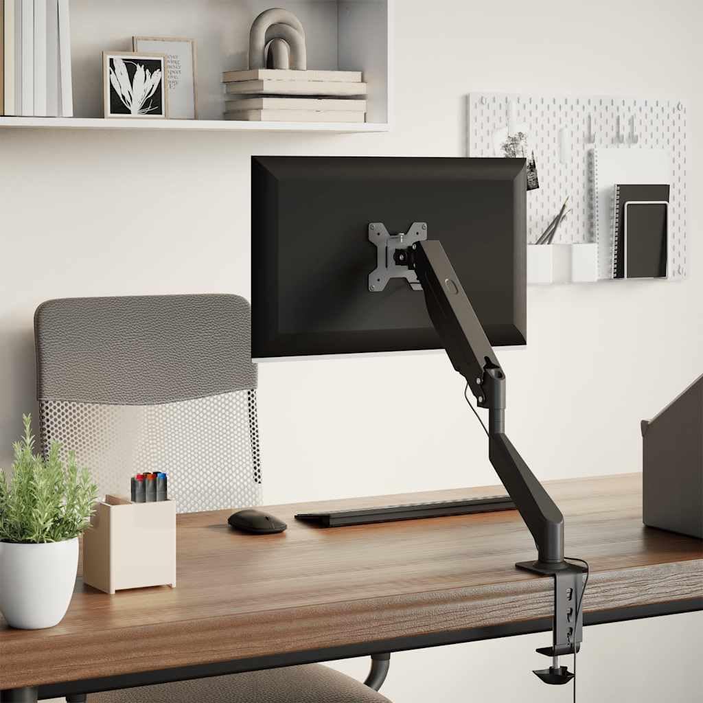 Braccio singolo per monitor da 27 pollici, con molla a gas con inclinazione di 90° verso l'alto e 70° in basso, rotazione di 360°, rotazione di 180°, portata 10 kg, VESA 75 x 75/100 x 100 mm, morsetto