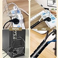 Vista 7 de Manguito de cable Orgainzer Tubos de gestión de cables en blanco y negro Guardián del cable para computadora de TV