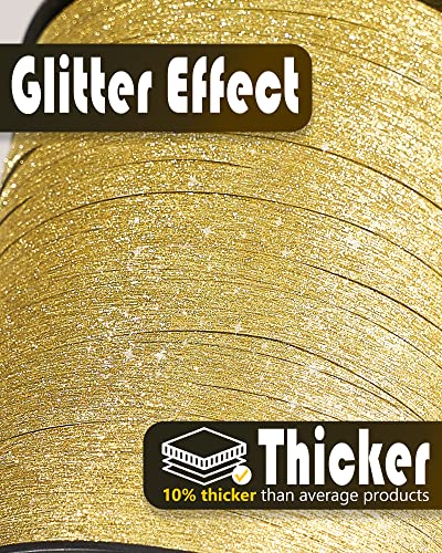 Image of PartyWoo Gold Ribbon, 500 Yard, Curling String Balloon Thin Gift Glitter Ribbon for Gift Wrapping Balloons Presents Floral Graduation Christmas Birthday Wedding Party Decorations (1 Roll)
