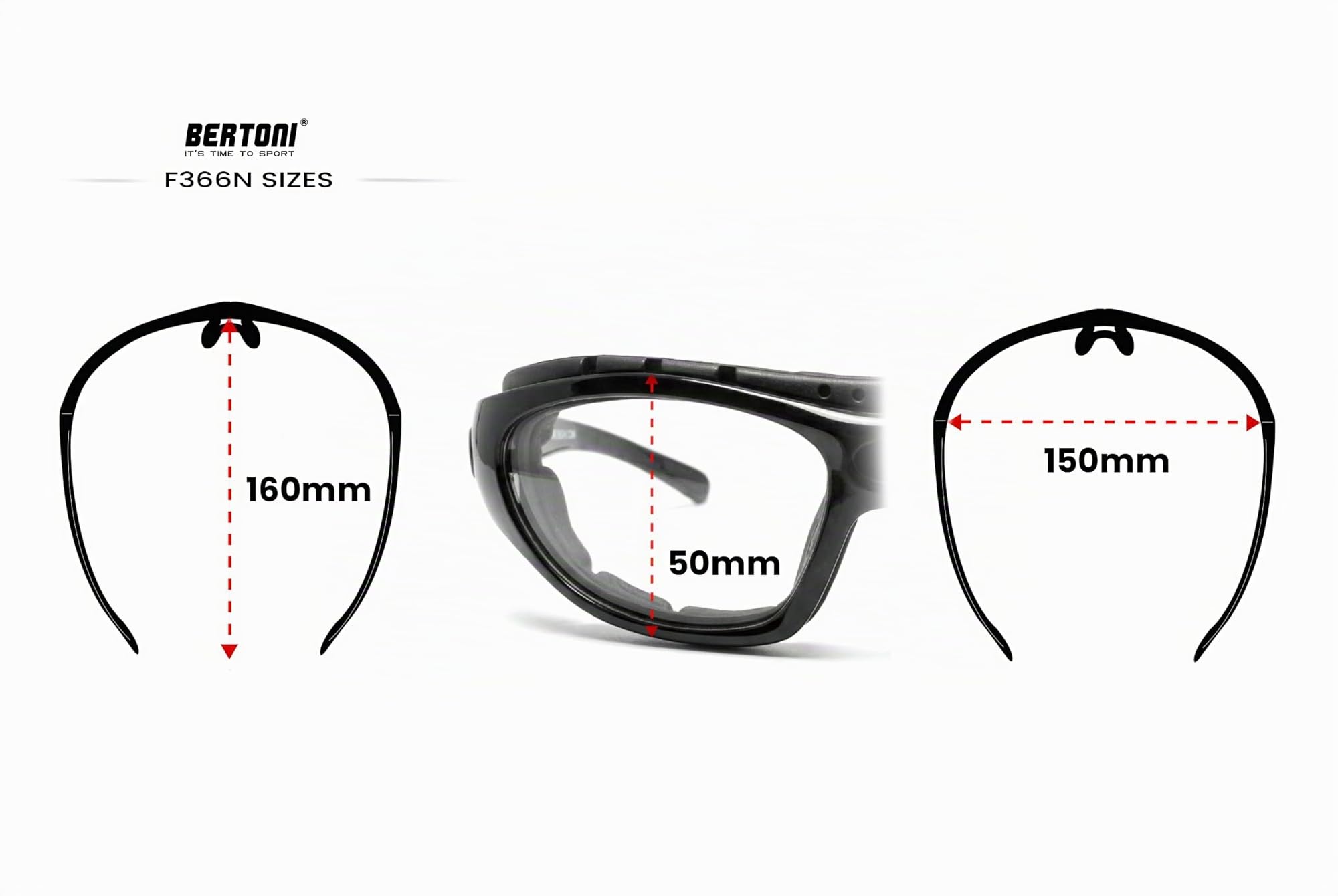 Bertoni Lunettes de Moto Photochromiques avec Clip Amovible pour Verres Optiques - Plaquette de Nez Réglable - Lunettes Moto 366