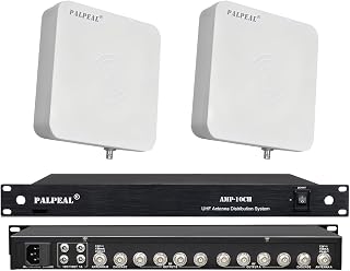 AMP-10CH 5 Way Wall-Mounted Active Wireless Antenna Distribution System,8 Outputs + 2 Cascade Ports, Wideband Antenna for Indoor/Outdoor,Wireless Microphone Signal Amplifier