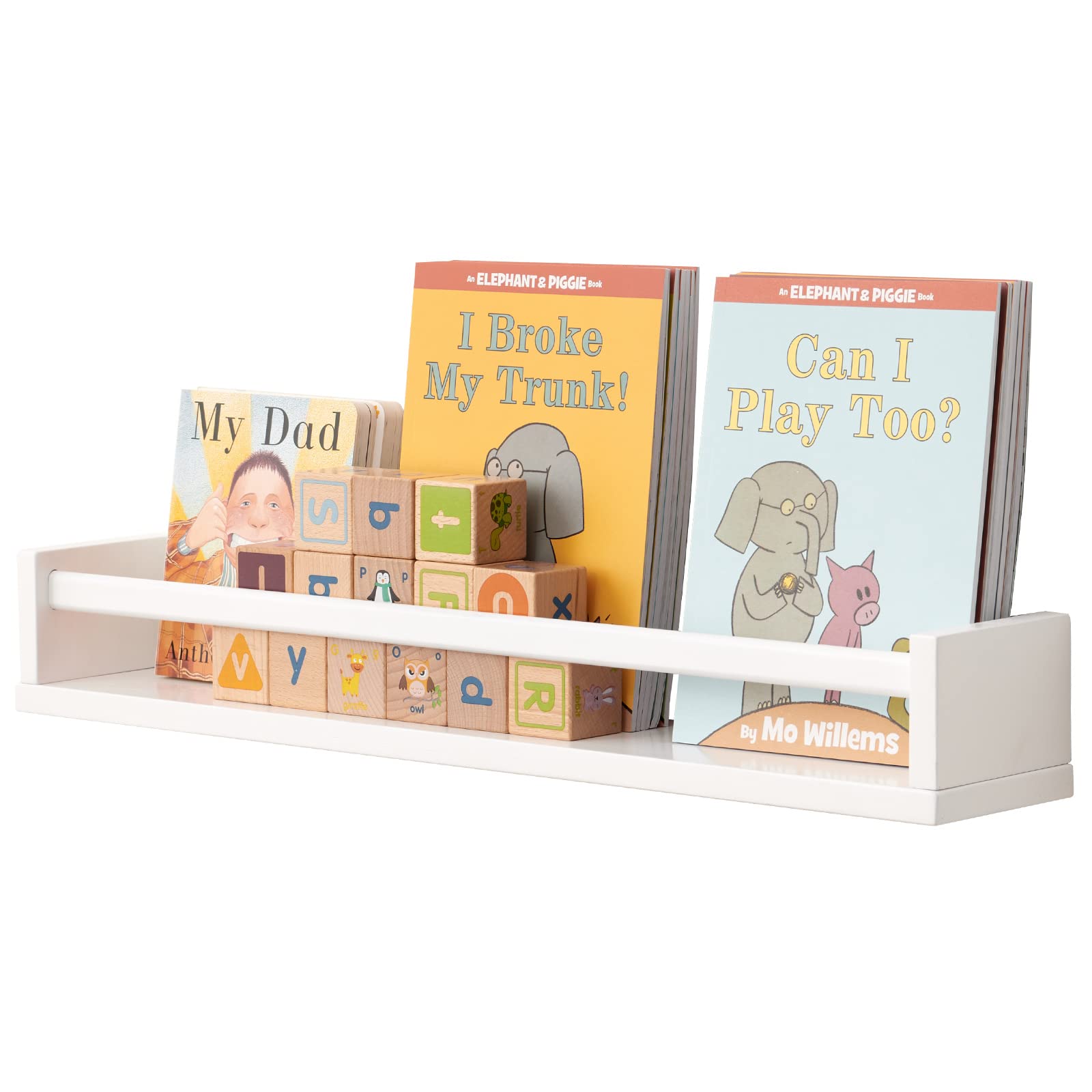 Floating Shelves, Oak Nursery Floating Shelves for Wall Mounted, Wall Bookshelf for Kids,Hanging Shelf for Baby Nursery Room Decor Kitchen, Natural Wood Wall Shelves, 24 Inch