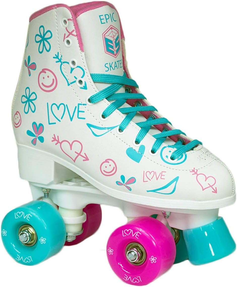Epic Frost High-Top Indoor/Outdoor Quad Roller Skates w/ 2 pr of Laces (Pink & Blue) - Children's
