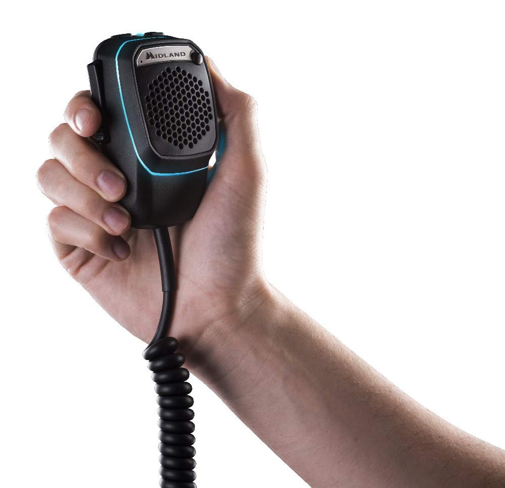 Midland Dual Mike, Microphone CB Numérique Bluetooth Préamplifié à 6 Broches, Connectable à la CB et au Smartphone, avec PTT Analogique, Haut-Parleur et DSP pour Une Meilleure Qualité de Voix