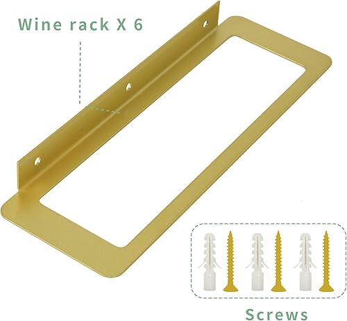 Miniatura 5 de Estante para vino montado en la pared, soporte de metal negro para botellas de vino, soporte de pared para botellas de vino estándar, almacenamiento