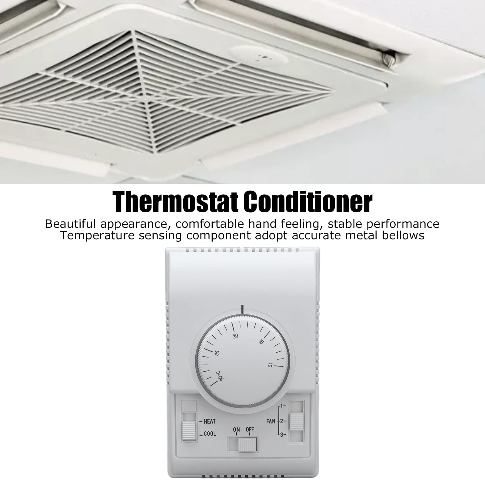 Ejoyous Thermostat Mécanique d'Ambiance, Régulateur de Température, Contrôleur 110-220 V, 2 Voies
