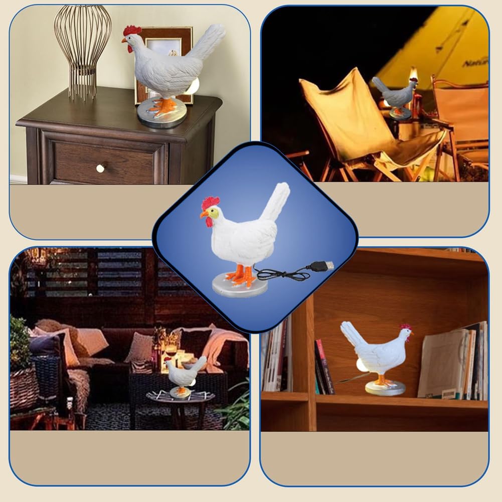 Fowecry 3D Chicken Egg LED Table Lamp - Lifelike Resin Night Light with USB, Easy to Use, White, 15,5 x 6 x 14 cm - Image 3