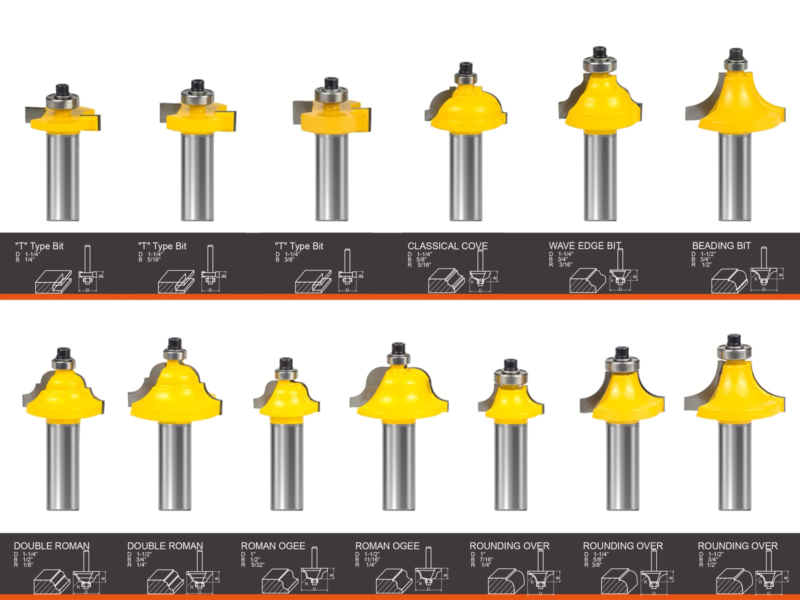 Snapklik.com : Router Bits Set 1/2 Shank - BAIDETS 35 PCS Router Bit ...