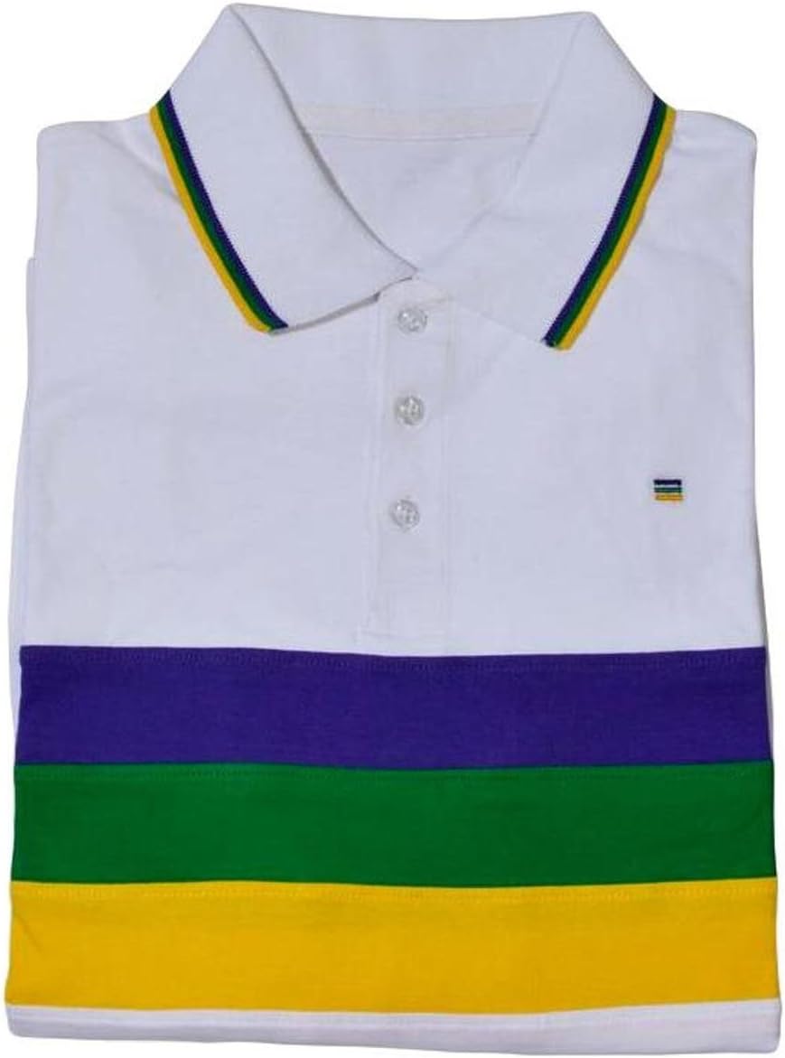 Adult Mardi Gras Rugby White Purple Green Yellow Knit SS Shirt