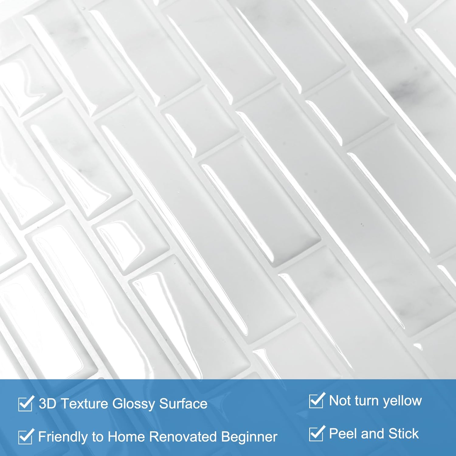 Yipscazo 10 Sheets Peel and Stick Backsplash for Kitchen Wall, 12''x12'' Waterproof Stick on Backsplash Smart Tiles for Bathroom,Removable Backsplash Wall Tiles in White Marble