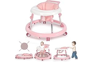 9 Height Adjustable Baby Walker for Girls - Foldable Baby Walker with...