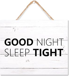 Good Night Sleep Tight Wood Sign Wood Texture 8x10in Wood Wall Decorations Wedding Gift Idea Retro Shabby Printed Wood Sign for Porch,Living Room,Home Decor