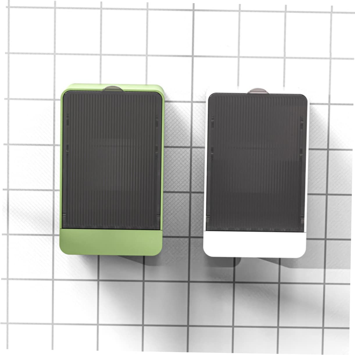 Jabonera con Drenaje, Soporte montado en la Pared, Barra de Caja 3 uds, Tira Montaje magnético for fácil Limpieza(Green)