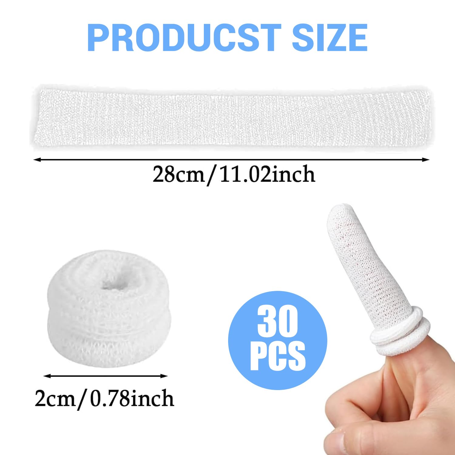 30 Pcs Finger Bandages Tubular - Finger Bandage Protectors, Soft and Breathable Tubular Finger Gauze Bandages for Injury Support and Protection, Ideal for Sports, Manual Work, and Sprains - Image 2
