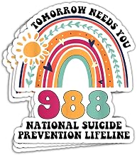 (3in - 3Pcs) Tomorrow Needs You 988 National Suicide Prevention Lifeline Sticker Suicide Prevention Awareness Sticker Teal Purple Ribbon Gift Decoration Graphic Helmet Bumper