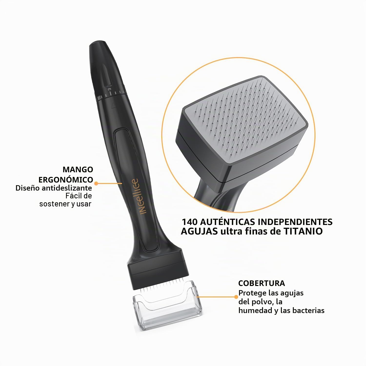 Derma Stamp, Sello de Microagujas con 140 Agujas Reales e Individuales de Titanio, Dermastamp para el Cuidado del Rostro, Cuero Cabelludo, Barba y Cuerpo, Sello Dérmico para Hombres y Mujeres