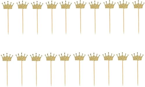 Miniatura 2 de JANOU Decoración de pastel de corona dorada con purpurina para decoración de fiesta de boda, paquete de 20 unidades