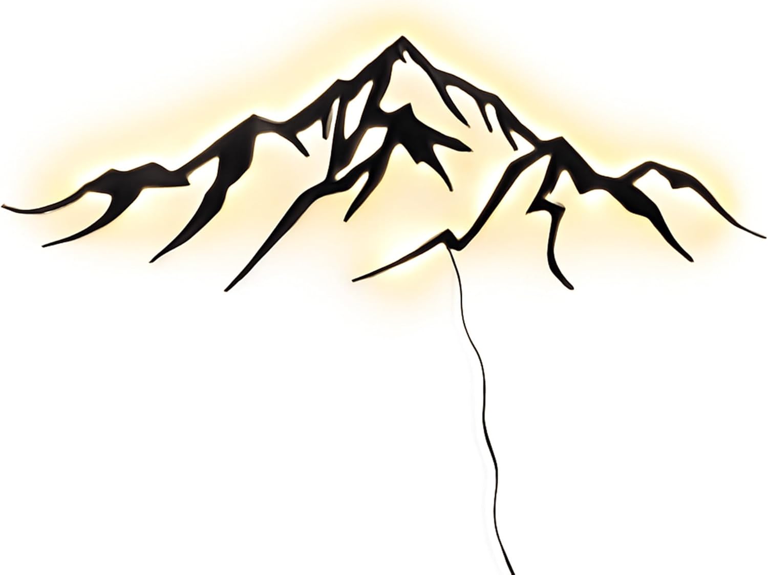 Metal LED Light Mountain Wall Decor - Mountain Lighted Wall Art - Outdoor Lighting for Home, Office, Bedroom, Living Room, Kitchen, Dining Room (43.3x13.3 Inches / 110x34 cm, Warm White)