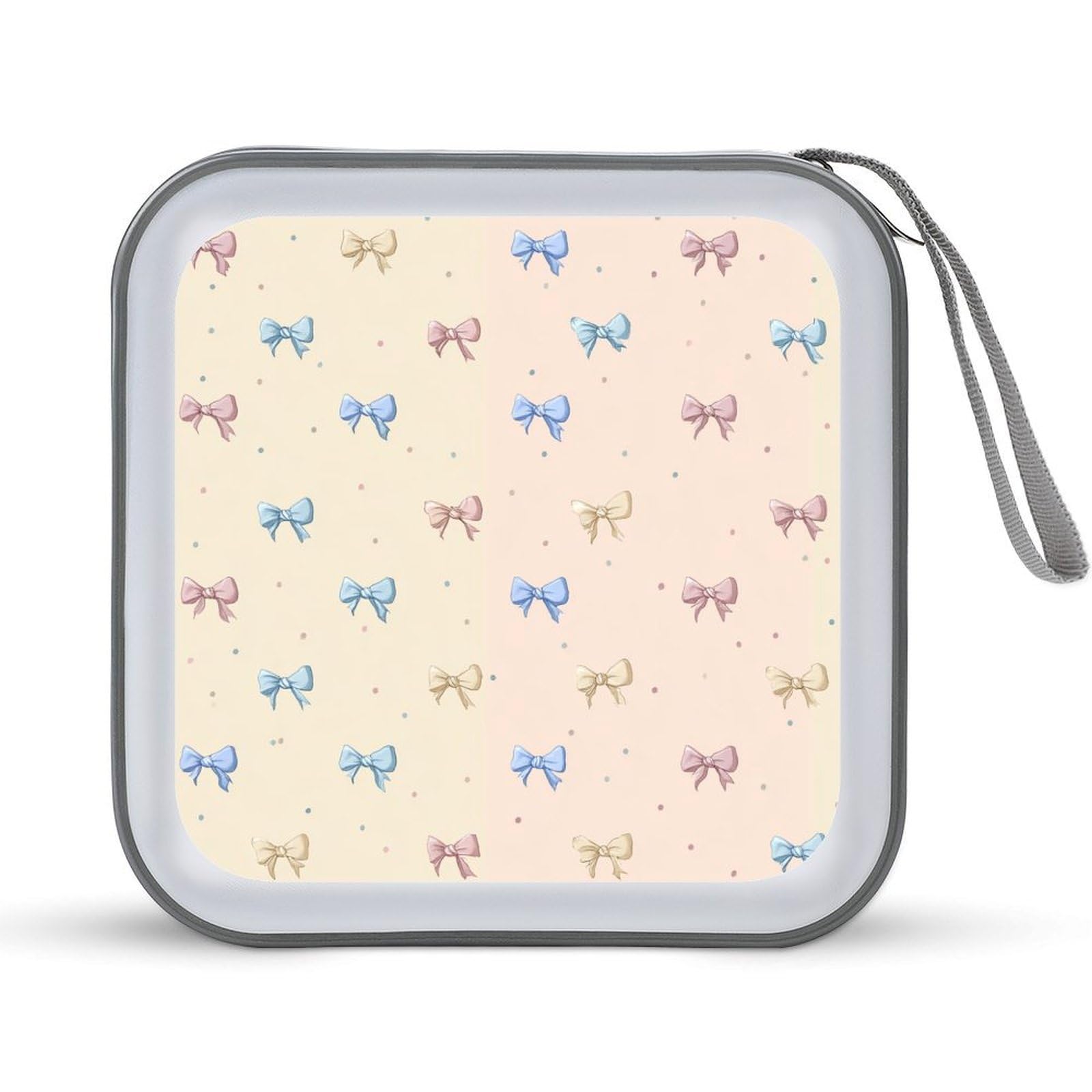 Jubonexis Tiny Bows Mixed with Small Dots CD Case DVD Storage Case Portable for Car Home Travel