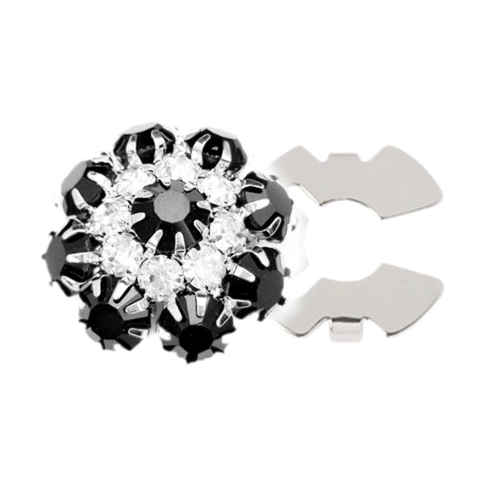 Decorative Rhinestone Button Cover Party Daily Clip on for Adults Bags Dress Silver Black