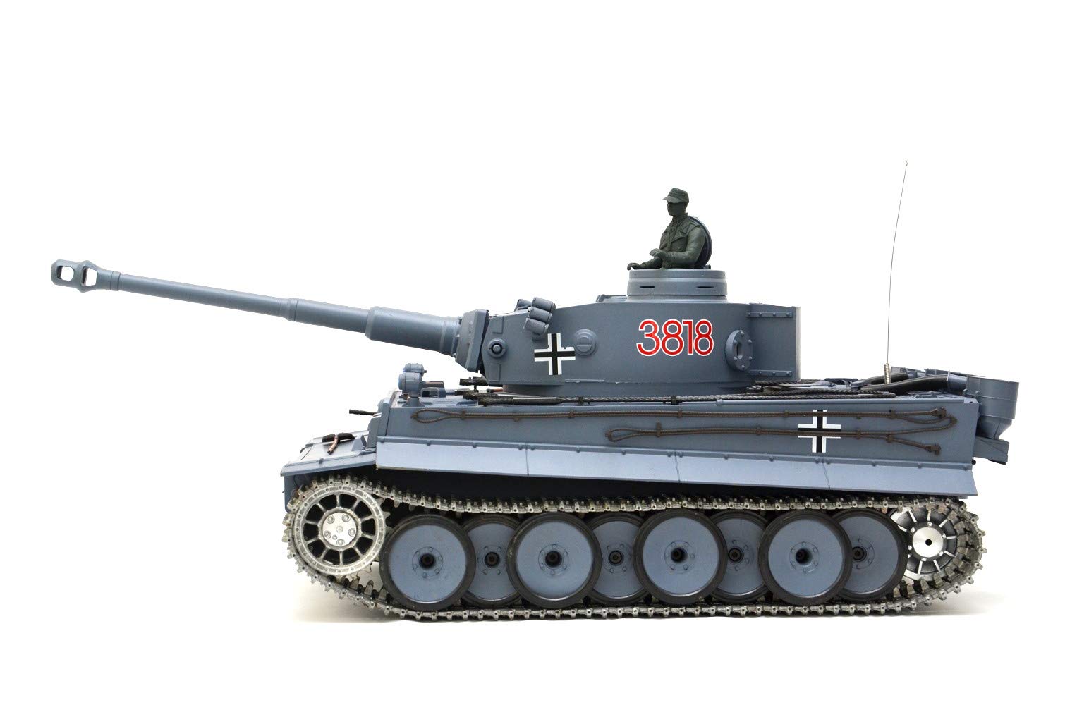 ES-TOYS RC Panzer Ferngesteuert mit Schussfunktion German Tiger I Heng Long 1:16 Rauch&Sound +Stahlgetriebe+Metallketten+Metall Räder+ 2,4Ghz -V7.0 PRO mit RRZ