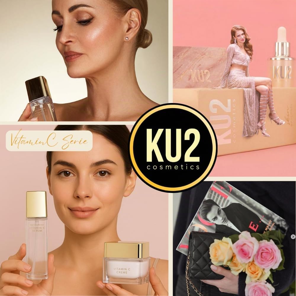 KU2 Cosmetics Vitamin C Serum für Frauen, 60 ml | Strahlender Glow, Anti Aging Serum, Reduktion von Pigmentflecken & Akne