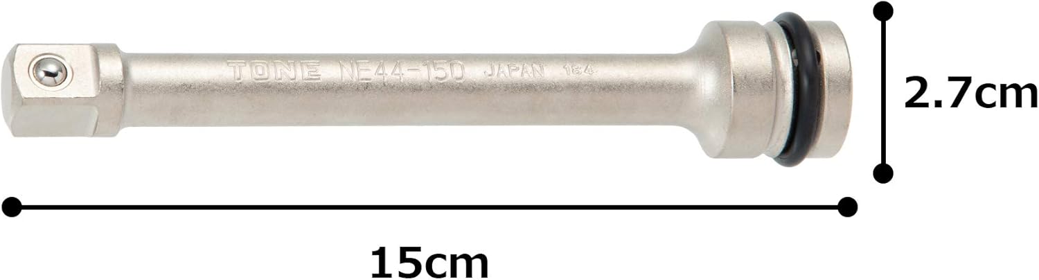 Tone NE44-150 Extension Bar for Impact (Ball Type) 0.5 inch (12.7 mm) Drive: 1/2 inch (150 mm) Total Length