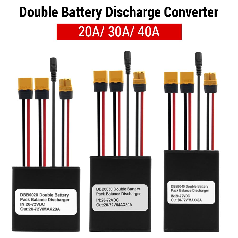 Adaptador Nutriess Dual Battery Connector, 20 V a 72 V, 40 A, bicicleta eléctrica, convertidor de doble batería, balance de paquete, adaptador de conexión, (40 A)