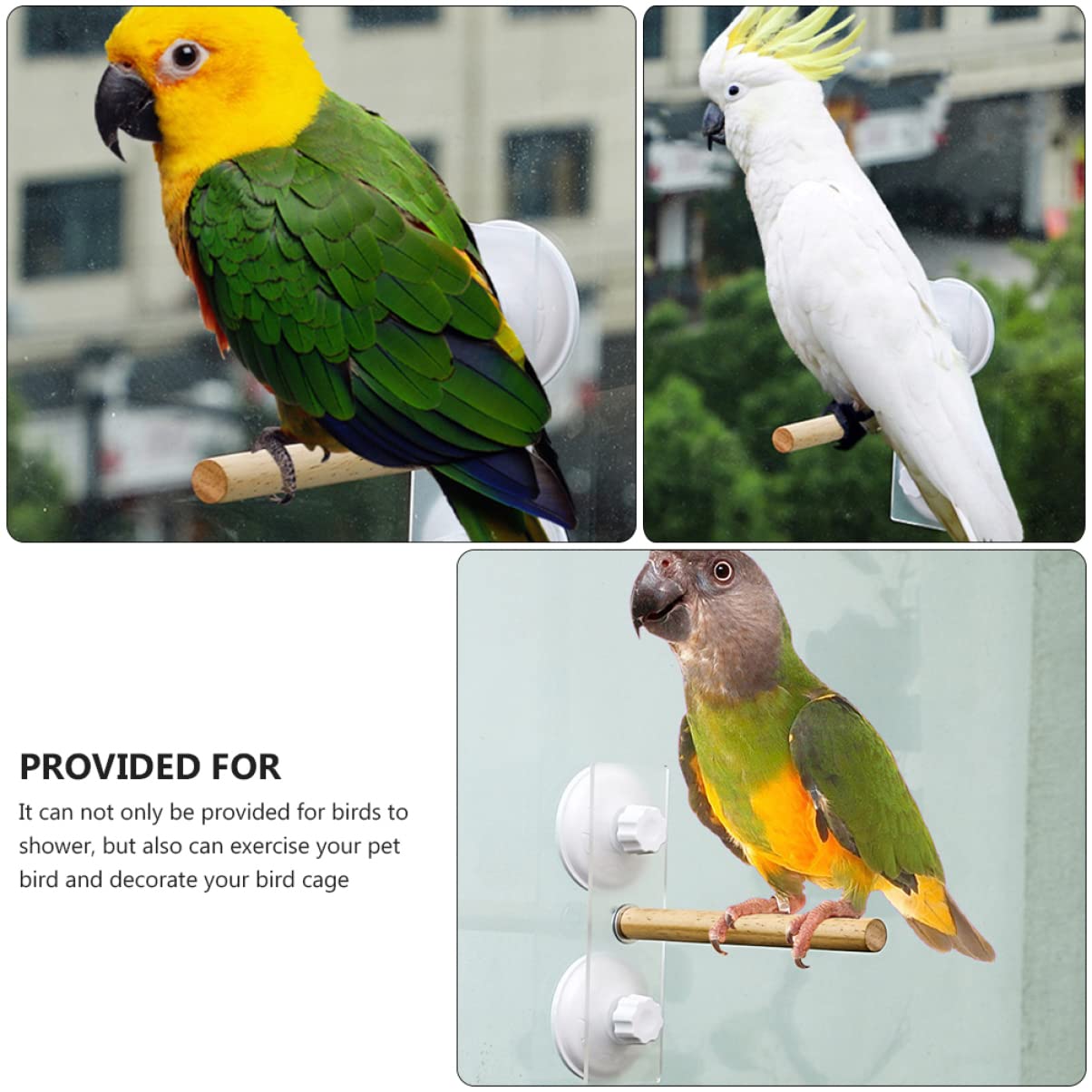 DOITOOL 3 Piezas Puesto de Loros Mascota Escalera pájaro Juguete Jaula para periquitos Juguetes Loro Soporte de Juguete Soporte de Ventosa Madera de Pimiento Estar de pie pájaro de Juguete